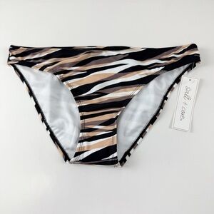 Salt + Cove Bikini Bottom Juniors Size Medium Tan Black Stripe NWT